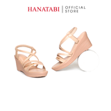 Giày Sandal Nữ Đế Xuồng PU Siêu Nhẹ Cao 7cm Hanatabi Quai Chéo Hậu Thun (35-39) Mã HNSDX7F1240