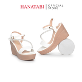 Giày Sandal Nữ Đế Xuồng PU Siêu Nhẹ Cao 9cm Hanatabi Quai Ngang Hậu C (35-39) Mã HNSD9F1187