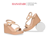 Giày Sandal Nữ Đế PU Siêu Nhẹ Cao 9cm Hanatabi Quai Chéo Hậu Thun (35-39) Mã HNSDX9F1257