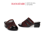 Dép Nữ Đế PU Đen Siêu Nhẹ Cao 5cm Hanatabi Quai Lưới Đính Đá Bigsize (36-41) Mã HNDE5F1228