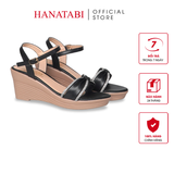 Giày Sandal Nữ Đế PU Siêu Nhẹ Cao 7cm Hanatabi Quai Ngang Nơ Đính Đá Hậu C (35-39) Mã HNSDX7F1268