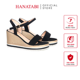 Giày Sandal Nữ Đế Xuồng PU Siêu Nhẹ Cao 8cm Hanatabi Quai Ngang Hậu C (35-39) Mã HNSDX8F1221