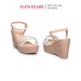 Giày Sandal Nữ Đế PU Siêu Nhẹ Cao 9cm Hanatabi Quai Ngang Hậu Thun (35-39) Mã HNSD9F1186