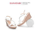 Giày Sandal Nữ Đế Xuồng PU Siêu Nhẹ Cao 7cm Hanatabi Quai Ngang Hậu C (35-39) Mã HNSD7F1190