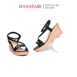 Giày Sandal Nữ Đế Xuồng PU Siêu Nhẹ Cao 7cm Hanatabi Quai Ngang Hậu Thun (35-39) Mã HNSDX7F1242