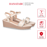 Giày Sandal Nữ Đế PU Siêu Nhẹ Cao 5cm Hanatabi Quai Ngang Nơ Đính Đá Hậu C (35-40) Mã HNSD5F1267