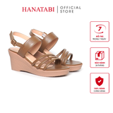 Giày Sandal Nữ Đế Xuồng PU Siêu Nhẹ Cao 7cm Hanatabi Quai Chéo Hậu Khóa Sau (35-39) Mã HNSDX7F1192