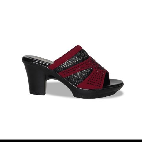 Dép Nữ Đế PU Đen Siêu Nhẹ Cao 7cm Hanatabi Quai Lưới Đính Đá Bigsize (36-41) Mã HNDE7F1230