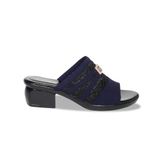 Dép Nữ Đế PU Đen Siêu Nhẹ Cao 5cm Hanatabi Quai Lưới Khóa Đính Đá Bigsize (36-41) Mã HNDE5F1226