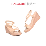 Giày Sandal Nữ Đế Xuồng PU Siêu Nhẹ Cao 7cm Hanatabi Quai Ngang Hậu Thun (35-39) Mã HNSDX7F1242
