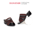 Dép Nữ Đế PU Đen Siêu Nhẹ Cao 5cm Hanatabi Quai Lưới Đính Đá Bigsize (36-41) Mã HNDE5F1228