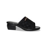 Dép Nữ Đế PU Đen Siêu Nhẹ Cao 5cm Hanatabi Quai Lưới Nhũ Bigsize (36-41) Mã HNDE5F1229