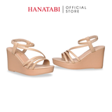 Giày Sandal Nữ Đế Xuồng Pu Siêu Nhẹ Cao 9cm Hanatabi Quai Ngang Hậu Thun (35-39) Mã HNSDX9F1259