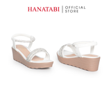 Giày Sandal Nữ Đế PU Siêu Nhẹ Cao 5cm Hanatabi Quai Ngang Hậu Thun (35-40) Mã HNSD5F1172
