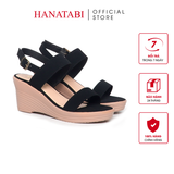 Giày Sandal Nữ Đế Xuồng PU Siêu Nhẹ Cao 7cm Hanatabi Quai Ngang Hậu Khóa Sau (35-39) Mã HNSDX7F1191