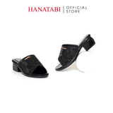 Dép Nữ Đế PU Đen Siêu Nhẹ Cao 5cm Hanatabi Quai Lưới Nhũ Bigsize (36-41) Mã HNDE5F1229