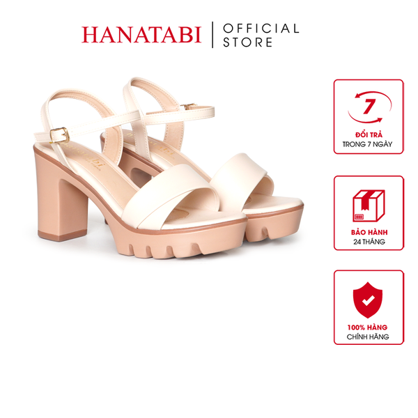 Giày Sandal Nữ Đế PU Siêu Nhẹ Cao 9cm Hanatabi Quai Ngang 1 Xếp Hậu C (35-39) Mã HNSDG9F1250