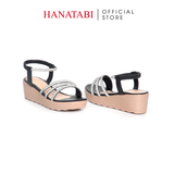Giày Sandal Nữ Đế PU Siêu Nhẹ Cao 5cm Hanatabi Quai Ngang Hậu Thun (35-40) Mã HNSD5F1173