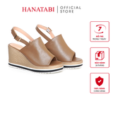 Sandal Nữ Đế Xuồng PU Siêu Nhẹ Cao 8cm Hanatabi Quai Bảng Dài Hậu Khóa Sau (35-39) Mã HNSDX8F1223