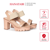 Giày Sandal Nữ Đế PU Siêu Nhẹ Cao 9cm Hanatabi Quai Ngang Hậu Thun (35-39) Mã HNSDG9F1253