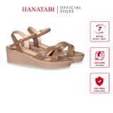 Giày Sandal Nữ Đế Xuồng PU Siêu Nhẹ Cao 5cm Hanatabi Quai Chéo Hậu C (35-40) Mã HNSD5F1270