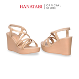 Giày Sandal Nữ Đế Xuồng PU Siêu Nhẹ Cao 9cm Hanatabi Quai Chéo Hậu Thun (35-39) Mã HNSDX9F1256