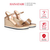 Giày Sandal Nữ Đế Xuồng PU Siêu Nhẹ Cao 8cm Hanatabi Quai 2 Xếp Hậu C (35-39) Mã HNSDX8F1220