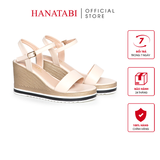 Giày Sandal Nữ Đế Xuồng PU Siêu Nhẹ Cao 8cm Hanatabi Quai Ngang Hậu C (35-39) Mã HNSDX8F1221