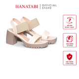 Giày Sandal Nữ Đế Xuồng PU Siêu Nhẹ Cao 7cm Hanatabi Quai Ngang Hậu Thun (35-39) Mã HNSDG7F1218