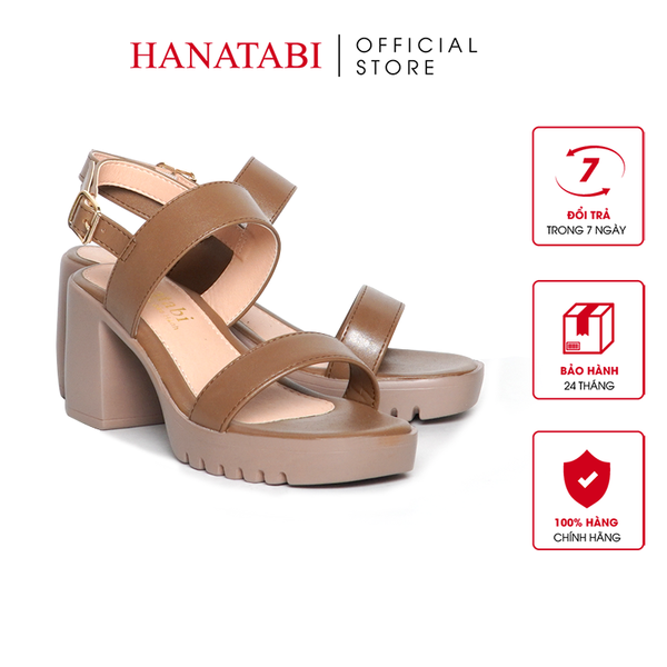 Giày Sandal Nữ Đế PU Siêu Nhẹ Cao 7cm Hanatabi Quai Ngang Hậu Khóa Sau (35-39) Mã HNSDG7F1200