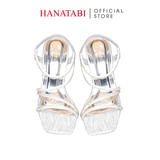 Giày Sandal Nữ Cao Gót 7cm Hanatabi Quai Chéo Đính Đá Hậu Thun Bigsize (35-41) Mã HNSDT7F1243