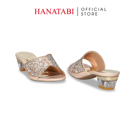dép nữ cao gót mica 3cm Hanatabi quai ngang đính đá đế TA cao cấp bigsize (35-41) mã HNDE3F1096