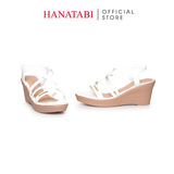 Giày Sandal Nữ Đế Xuồng PU Siêu Nhẹ Cao 7cm Hanatabi Quai Chéo Hậu Thun (35-39) Mã HNSDX7F1240