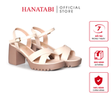 Giày Sandal Nữ Đế PU Siêu Nhẹ Cao 7cm Hanatabi Quai Chéo Hậu C (35-39) Mã HNSDG7F1254