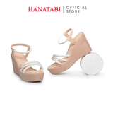 Giày Sandal Nữ Đế PU Siêu Nhẹ Cao 9cm Hanatabi Quai Ngang Hậu Thun (35-39) Mã HNSD9F1186