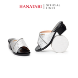 Dép Nữ Đế PU Đen Siêu Nhẹ Cao 5cm Hanatabi Quai Lưới Nhũ Đính Đá Bigsize (36-41) Mã HNDE5F1227