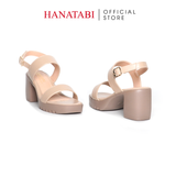 Giày Sandal Nữ Đế PU Siêu Nhẹ Cao 7cm Hanatabi Quai Ngang Hậu Khóa Sau (35-39) Mã HNSDG7F1200