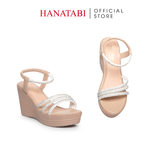 Giày Sandal Nữ Đế PU Siêu Nhẹ Cao 9cm Hanatabi Quai Ngang Hậu Thun (35-39) Mã HNSD9F1186