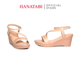 Giày Sandal Nữ Đế Xuồng PU Siêu Nhẹ Cao 7cm Hanatabi Quai Ngang Hậu Thun (35-39) Mã HNSDX7F1242