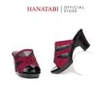 Dép Nữ Đế PU Đen Siêu Nhẹ Cao 7cm Hanatabi Quai Lưới Đính Đá Bigsize (36-41) Mã HNDE7F1230