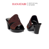 Dép Nữ Đế PU Đen Siêu Nhẹ Cao 7cm Hanatabi Quai Lưới Đính Đá Bigsize (36-41) Mã HNDE7F1233