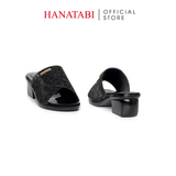 Dép Nữ Đế PU Đen Siêu Nhẹ Cao 5cm Hanatabi Quai Lưới Nhũ Bigsize (36-41) Mã HNDE5F1229