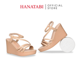 Giày Sandal Nữ Đế Xuồng Pu Siêu Nhẹ Cao 9cm Hanatabi Quai Ngang Hậu Thun (35-39) Mã HNSDX9F1259