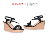 Giày Sandal Nữ Đế PU Siêu Nhẹ Cao 9cm Hanatabi Quai Chéo Hậu Thun (35-39) Mã HNSDX9F1257