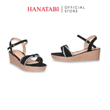 Giày Sandal Nữ Đế PU Siêu Nhẹ Cao 5cm Hanatabi Quai Ngang Nơ Đính Đá Hậu C (35-40) Mã HNSD5F1267