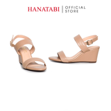 Giày Sandal Nữ Đế Xuồng Chống Trượt Cao 7cm Hanatabi Quai Ngang Hậu Khóa Sau (35-39) Mã HNSDX7F1198