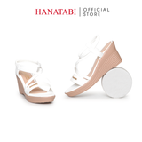 Giày Sandal Nữ Đế Xuồng PU Siêu Nhẹ Cao 7cm Hanatabi Quai Chéo Hậu Thun (35-39) Mã HNSDX7F1241