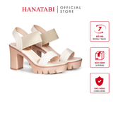 Giày Sandal Nữ Đế PU Siêu Nhẹ Cao 9cm Hanatabi Quai Ngang Hậu Thun (35-39) Mã HNSDG9F1253