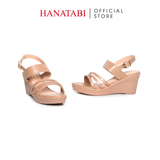 Giày Sandal Nữ Đế Xuồng PU Siêu Nhẹ Cao 7cm Hanatabi Quai Chéo Hậu Khóa Sau (35-39) Mã HNSDX7F1192