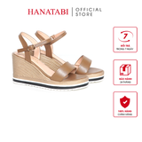 Giày Sandal Nữ Đế Xuồng PU Siêu Nhẹ Cao 8cm Hanatabi Quai Ngang Hậu C (35-39) Mã HNSDX8F1221